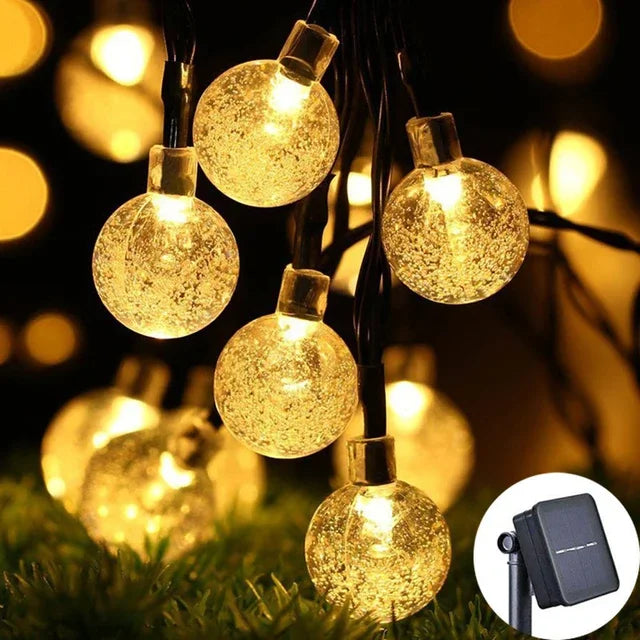 2024 Solar Crystal Globe String Lights – Waterproof IP65 LED Fairy Lights for Outdoor Garden, Patio, Party & Holiday Decor